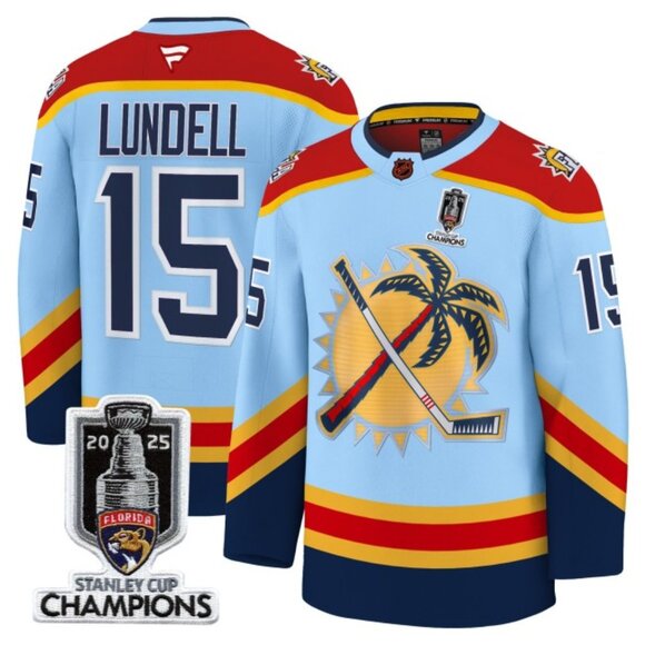 Mens Anton Lundell 2025CH Jersey Blue Stitched